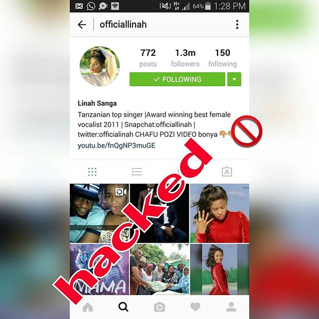 Akaunti ya Instagram ya Linah yenye Followers milioni 1.3 Yadukuliwa (hacked)