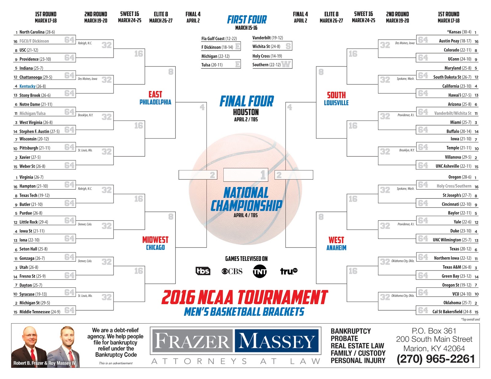 The Press Online Print your 2016 NCAA tournament brackets