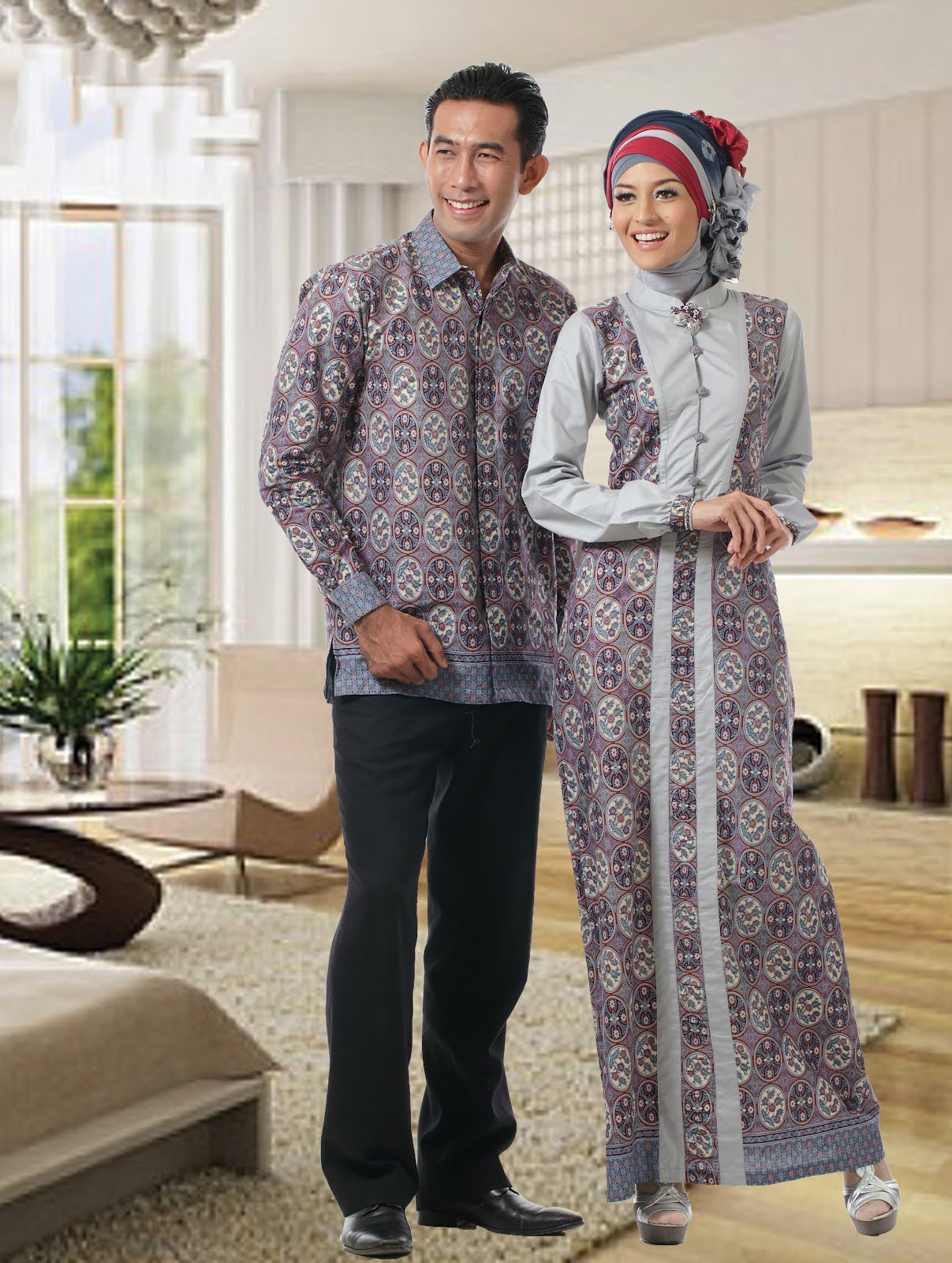 Kumpulan Model Gamis Batik Kombinasi Modern Simple Elegan Dan