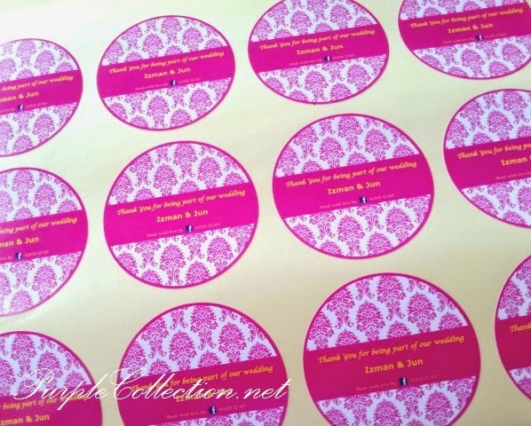 Sticker Print, circle, round, gloss coated, magenta, pink, damask, pattern, singapore, johor bahru, penang, perak, ipoh, malaysia, pahang, bentong, kuantan, terengganu, floral, flower, china, export, import, bespoke, scallop, rectangle, square, cetak, free design, matching, personalised, personalized