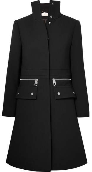 Chloé - Zip-detailed Wool-crepe Coat – Black
