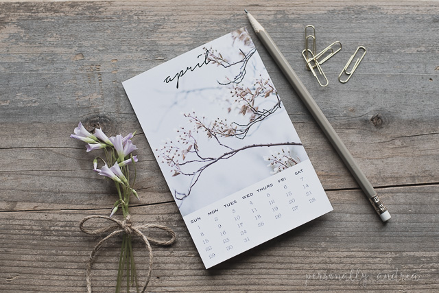 A printable download of a 4 x 6 photo calendar postcard for April | personallyandrea.com 