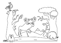 Moose and beaver in free forest animals coloring book by Robert Aaron Wiley for Microsoft Office Online