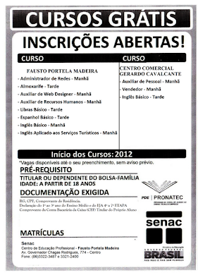 Cursos Pronatec e Senac