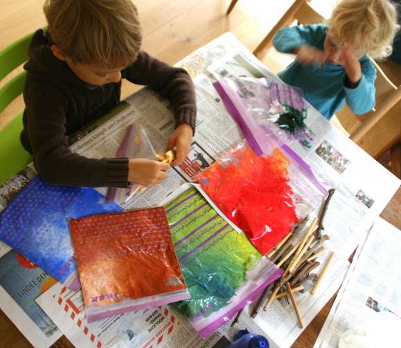 colored sticks a ziploc bag painting project for little artists