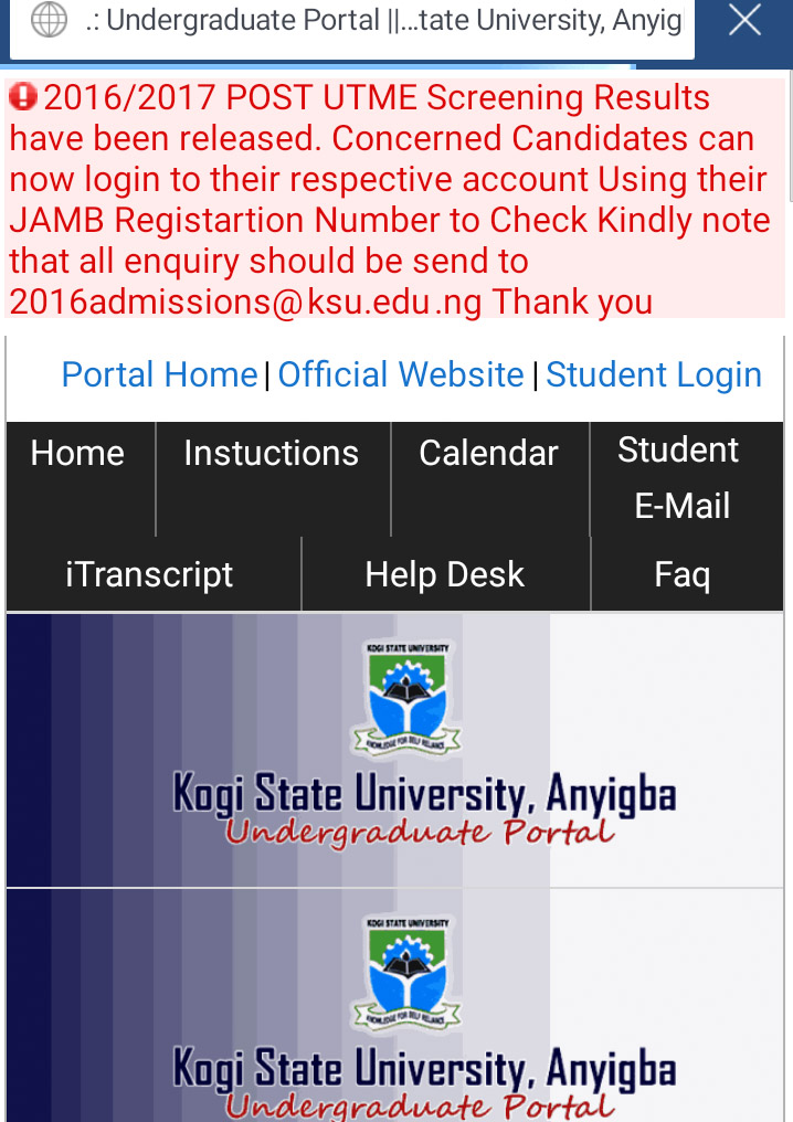 Ksu Releases Screening Results For Admission 2016 2017 Session