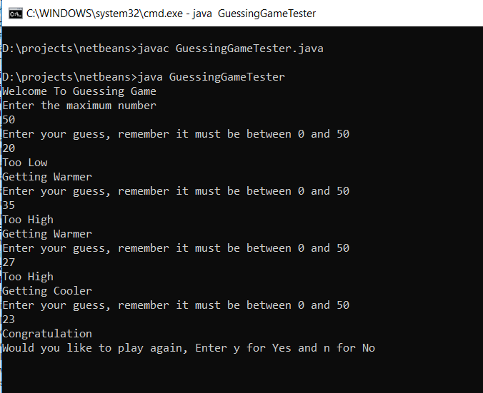 Java Console Games Tutorial (number guessing by human)
