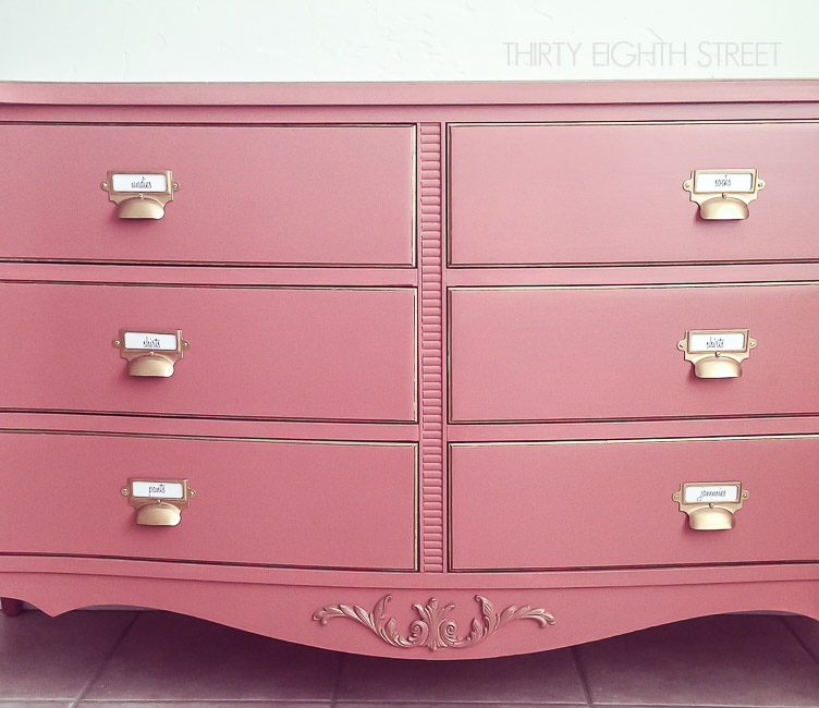 Pink Chalk Painted Card Catalog Dresser - Thirty Eighth Street