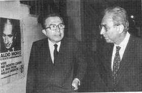 Francesco Cossiga (right) pictured with Giulio Andreotti shortly after the kidnap and murder of Aldo Moro