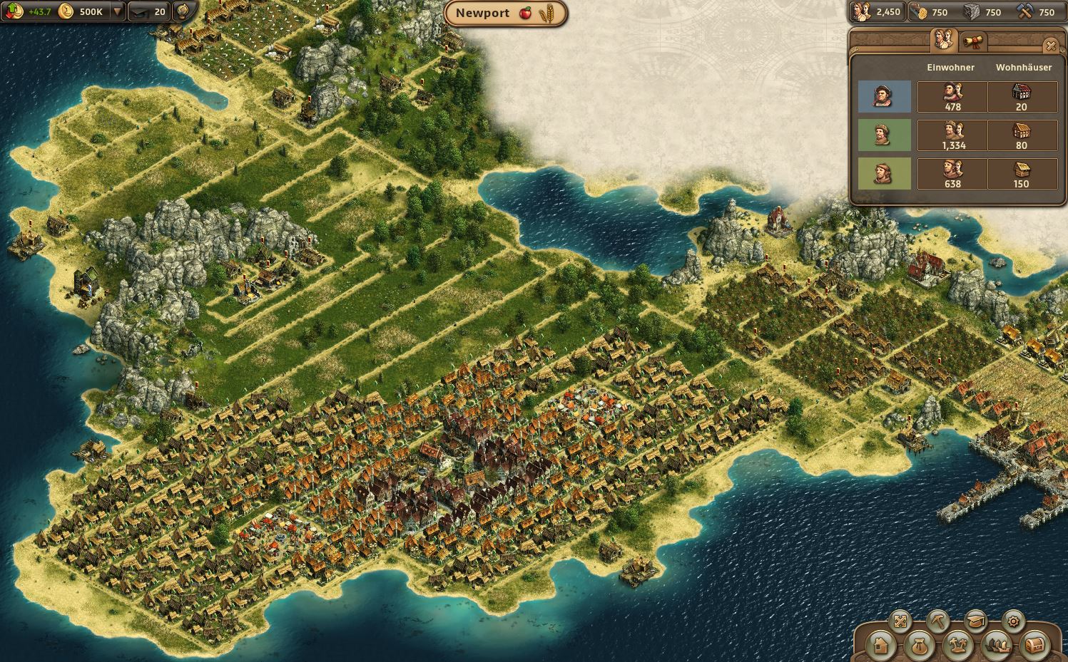 Meine Browsergames - Erfahrungsberichte: Inselaufbau - Newport kurz vor