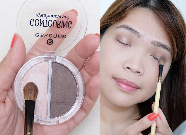 a photo of How to contour the eye area using Essence Contouring Eyeshadow Set.