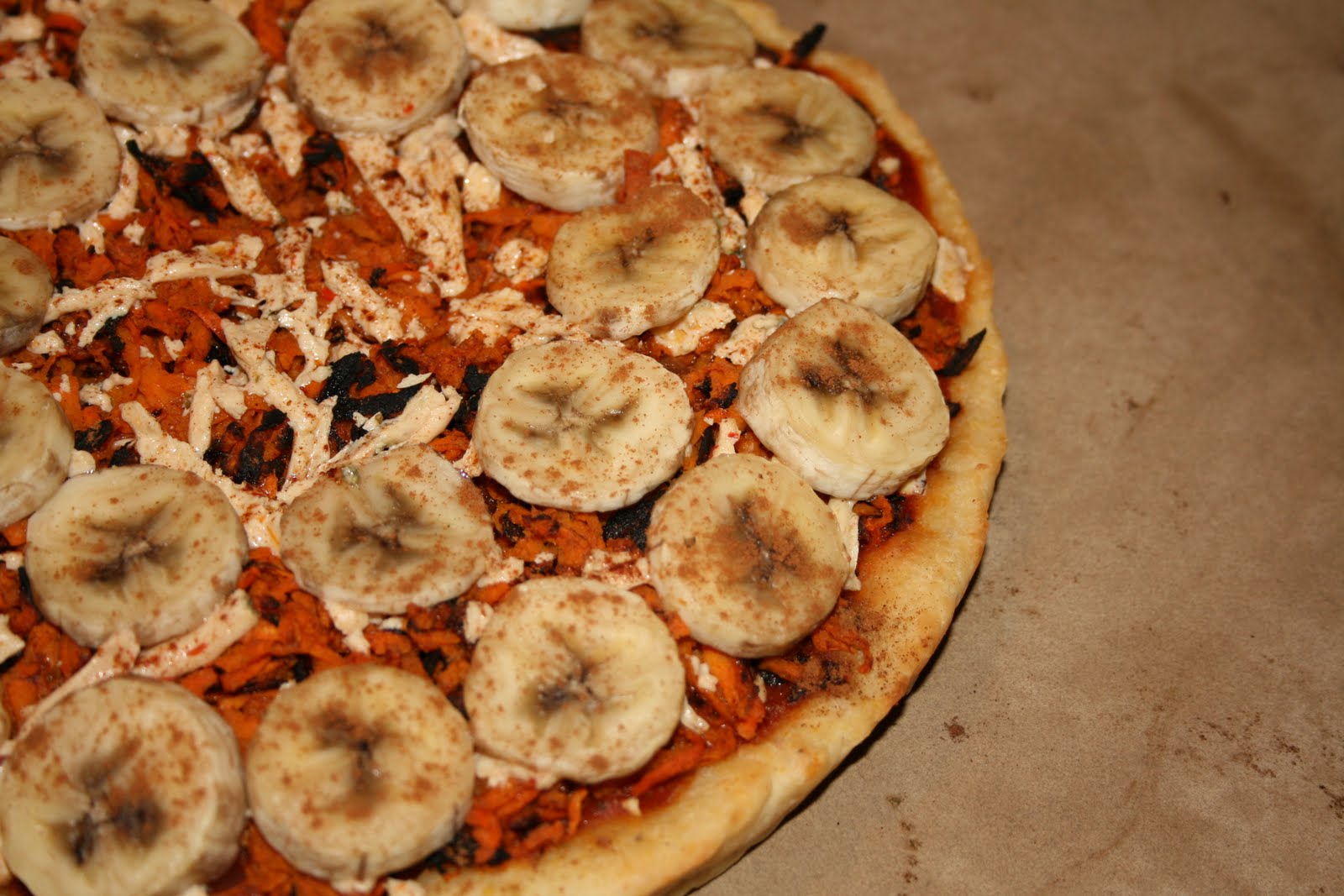 Vegodactyl Sweet Potato and Banana Pizza