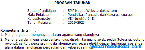Prota Pkn Kelas 7 Kurikulum 2013 Revisi Terbaru Websiteedukasi Com