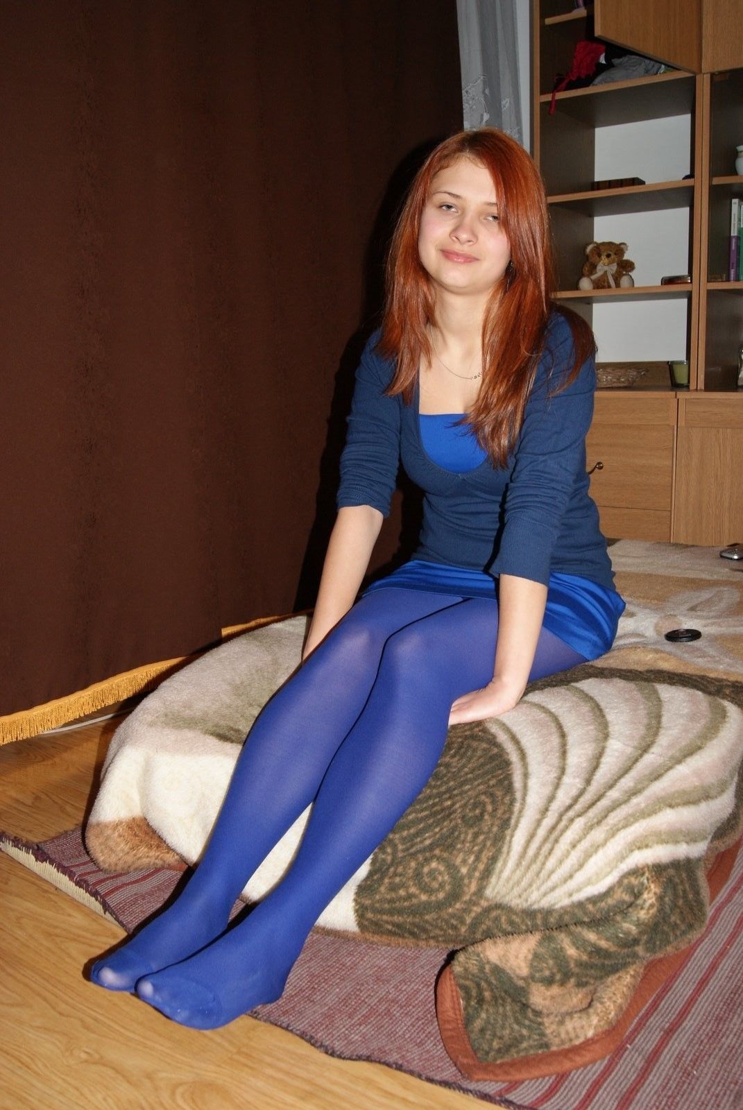 Women`s Legs and Feet in Tights: Legs and Feet in Blue Tights 42