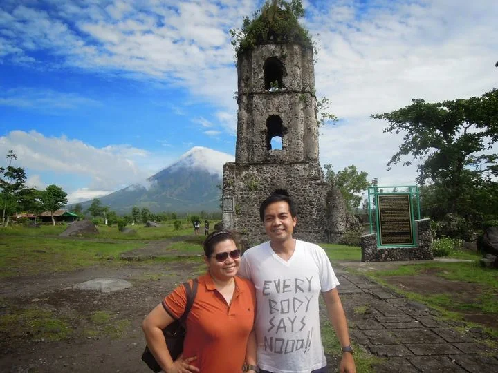 In front of Cagsawa Ruins in Albay