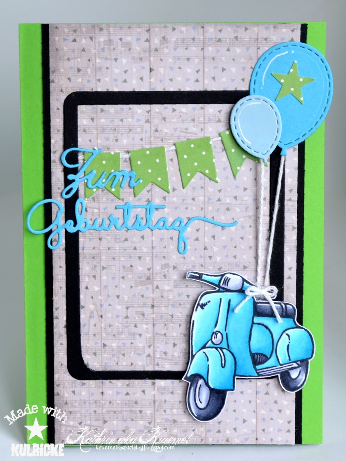 Kulricke Dies and Clearstamps Eine Vespa zum Geburtstag