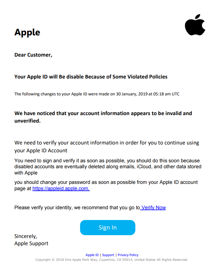 apple report phishing