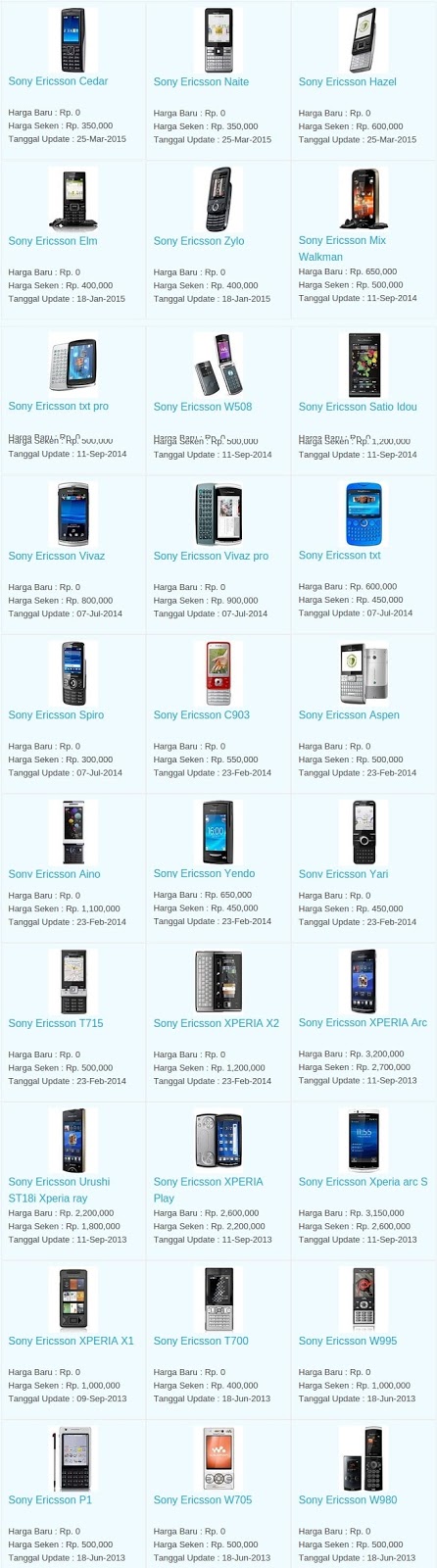 Daftar Harga Hp Terbaru Sony Ericsson Juli 2016 Daftar Harga Hp Terbaru Sony Ericsson Juli 2016
