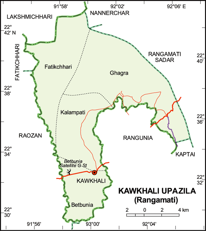 Kawkhali Upazila Map Rangamati District Bangladesh