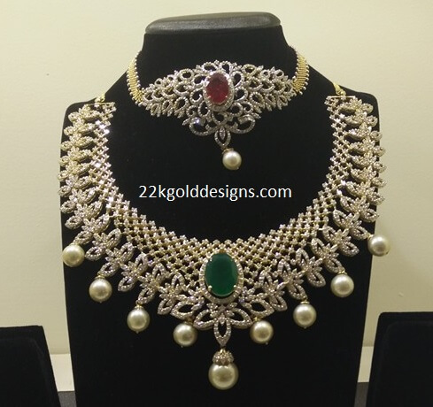 تجيان زمرد المعلم Latest-diamond-choker-diamond-necklace-with-south-sea-pearl-drops