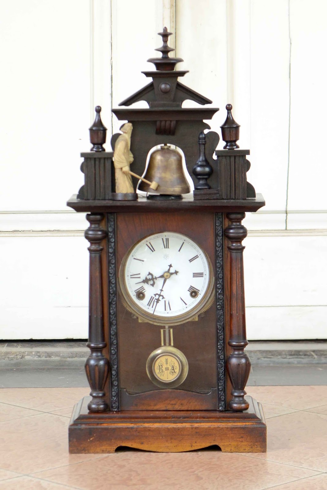 Old Vintage Gallery Junghans Mantle Clock with Bell Circa Early 1900