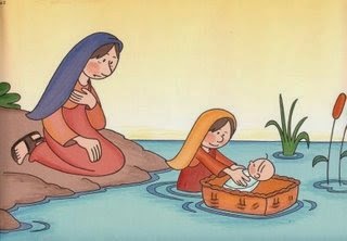 Moisés no rio dentro da cestinha
