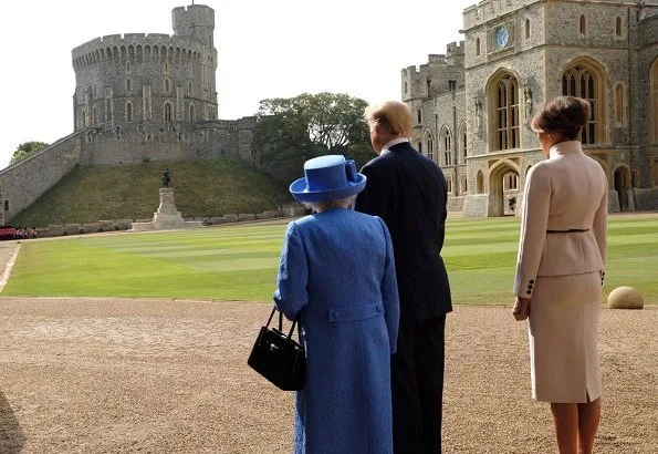 Queen Elizabeth II welcomed President Donald Trump and First Lady Melania Trump at Windsor Castle. Queen for tea