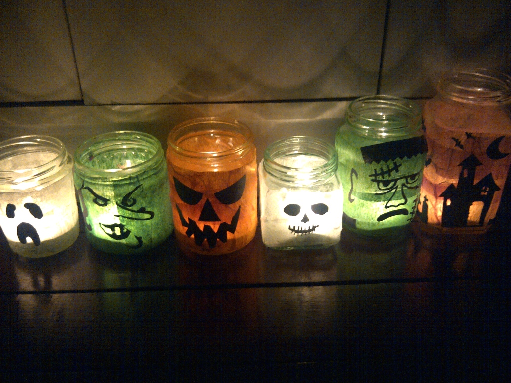 MNS Green Living: October Repurposing Project: Glass Jar Halloween Lanterns
