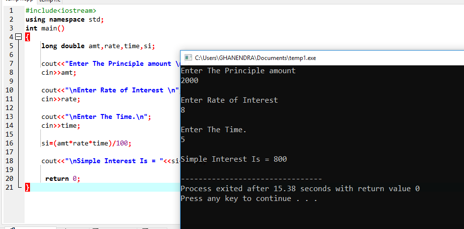 Write A C Program To Calculate Simple Interest Using Function Images