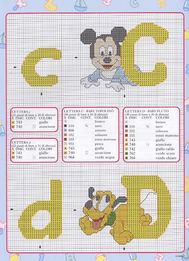 punto croce disney babies 1 alfabeto
