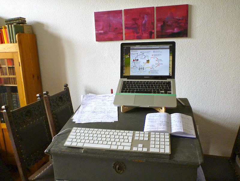 Stehpultaufsatz mit Computer Stehpultaufsatz mit Computer