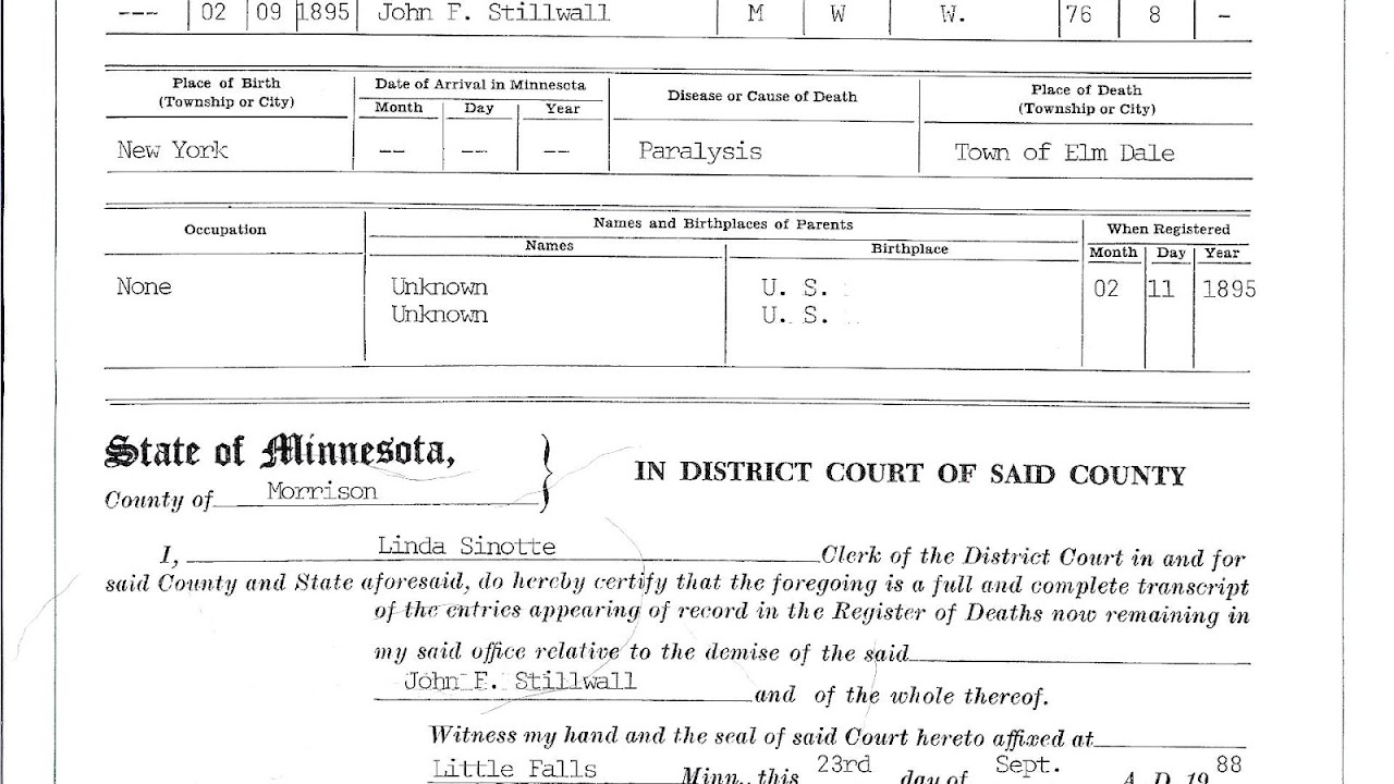Minnesota Death Certificate Index - Index Choices