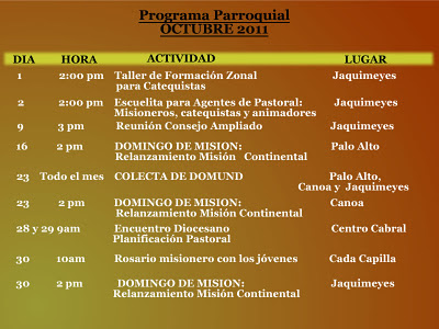 Programa Parroquial OCTUBRE 2011..