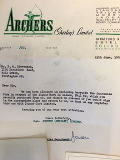 Archers (Shirley) Limited letter 24 June 1961 Archers (Shirley) Limited letter 24 June 1961