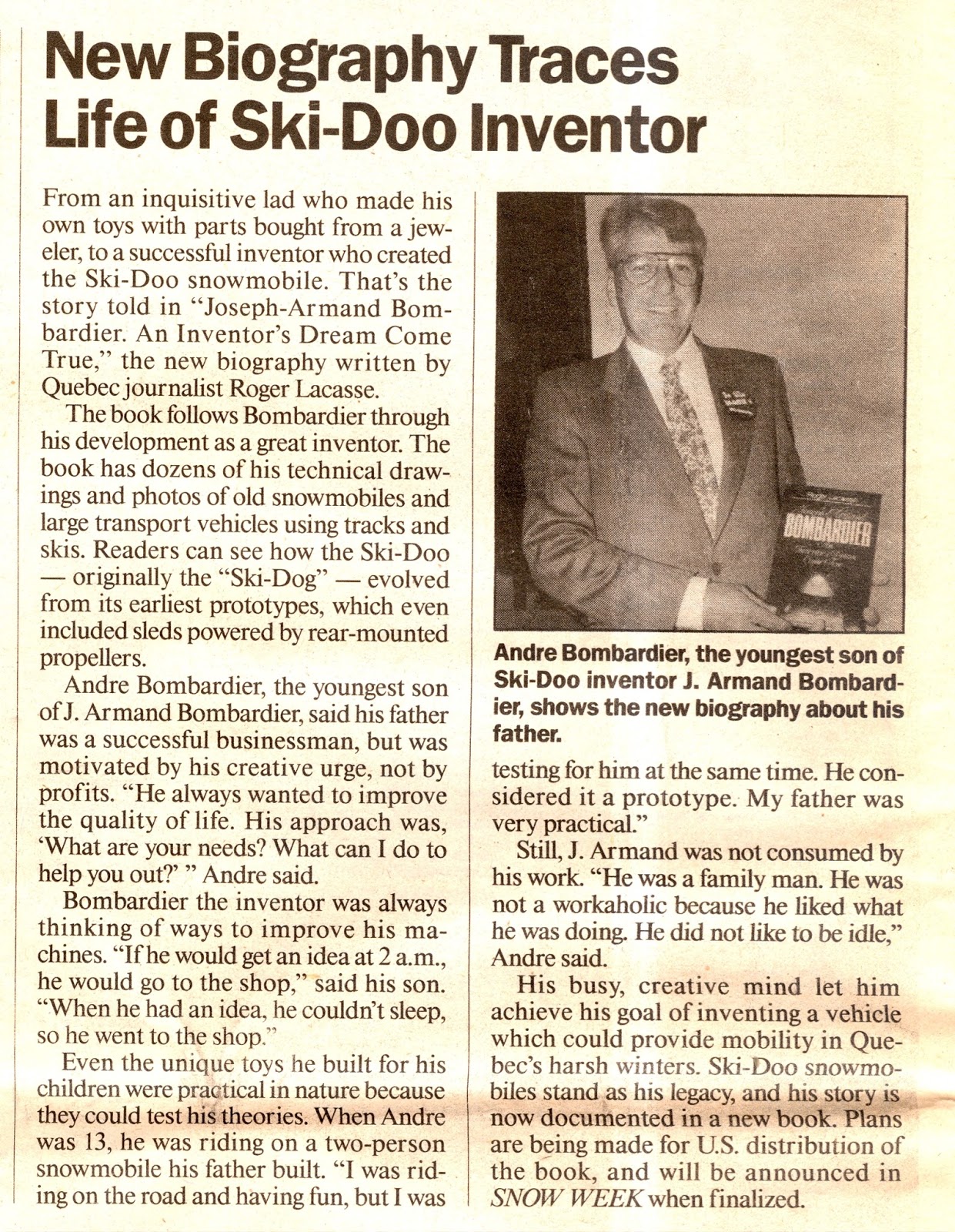 CLASSIC SNOWMOBILES OF THE PAST: SKI-DOO INVENTOR BIOGRAPHY