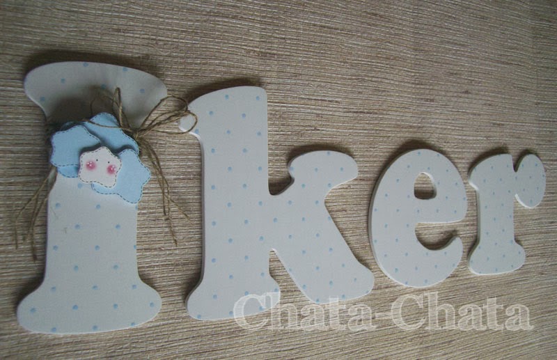 Iker Letras Chata-chata. Decoración infantil: CONJUNTO DE PLACA Y LETRAS PARA IKER