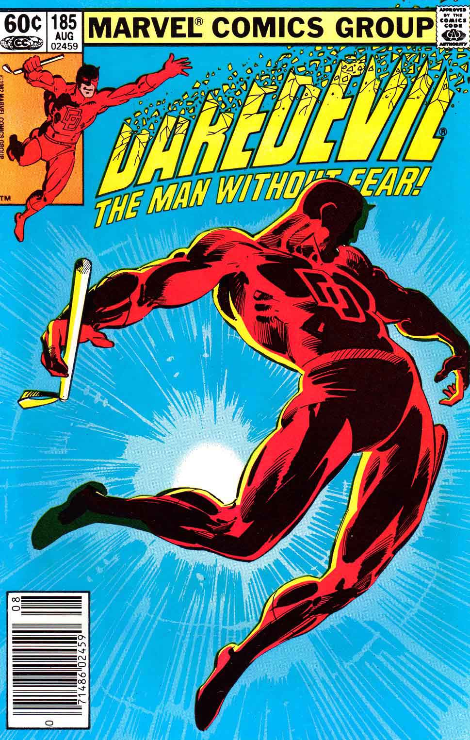 Daredevil #185 bronze age marvel comic book cover art by Frank Miller