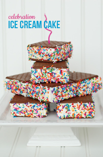 This quick and easy rainbow-colored ice cream cake is perfect for any occasion. It goes together in just 15 minutes!