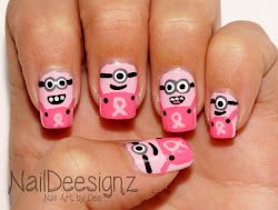 cancer breast minions awareness nail