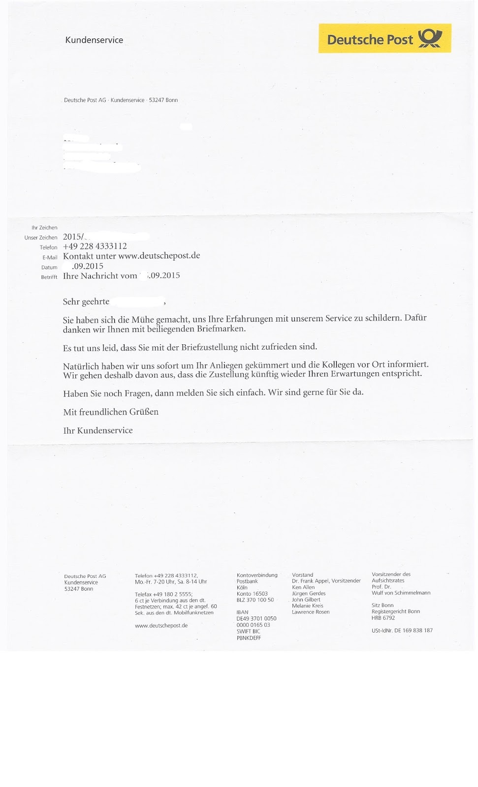 Post Beschwerde Briefträger Post Beschwerde Briefträger