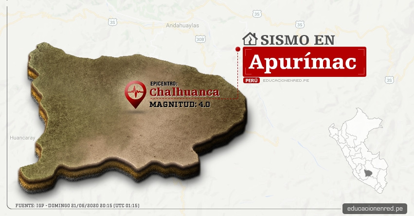 Temblor en Apurímac de Magnitud 4.0 (Hoy Domingo 21 Junio 2020) Sismo - Epicentro - Chalhuanca - Aymaraes - IGP - www.igp.gob.pe Temblor en Apurímac de Magnitud 4.0 (Hoy Domingo 21 Junio 2020) Sismo - Epicentro - Chalhuanca - Aymaraes - IGP - www.igp.gob.pe