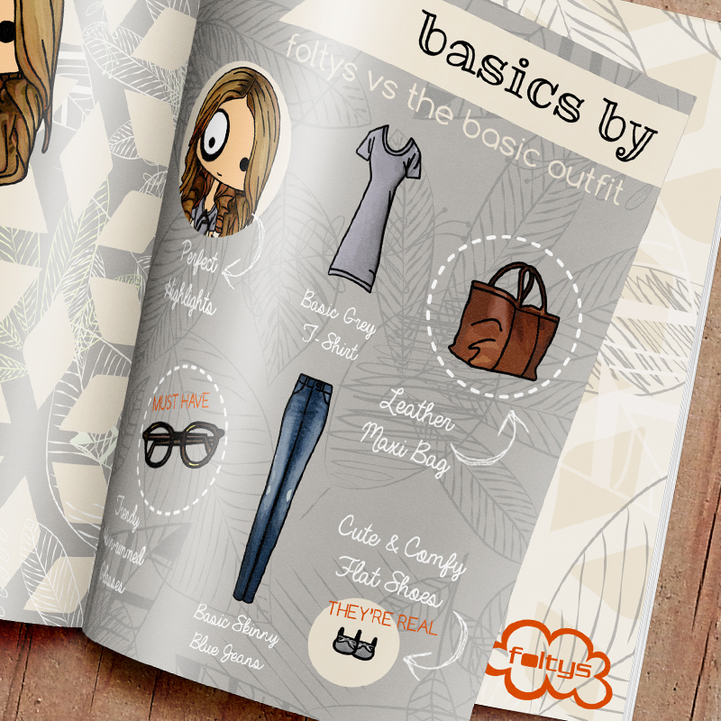 ilustración original | original illustration foltys vs the basic outfit (tazas, carcasas y libretas) (mugs, phone cases and notebooks)