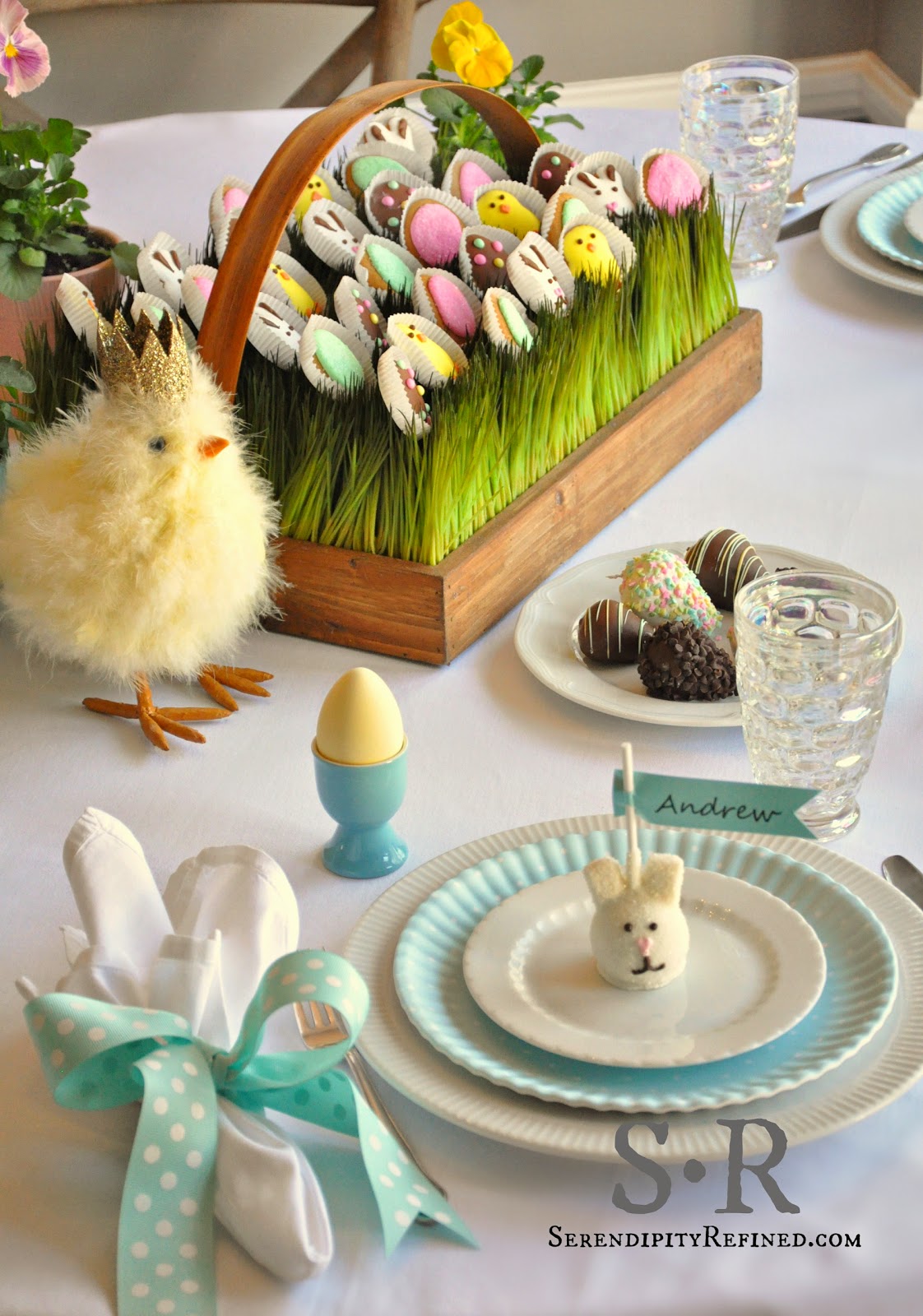 Serendipity Refined Blog: Pastel Spring EDIBLE Easter Table Decorating