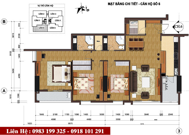 chung cư đội cấn thiết kế căn hộ 05