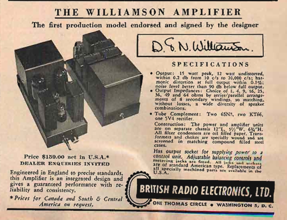 retro vintage modern hifi The Williamson Amplifier British Radio