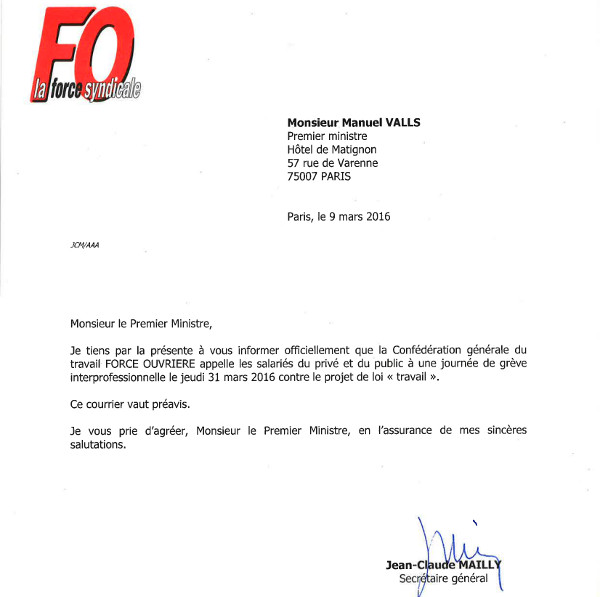 FO  Loire Atlantique #LoiTravail  FO appelle à la Grève le 31 mars