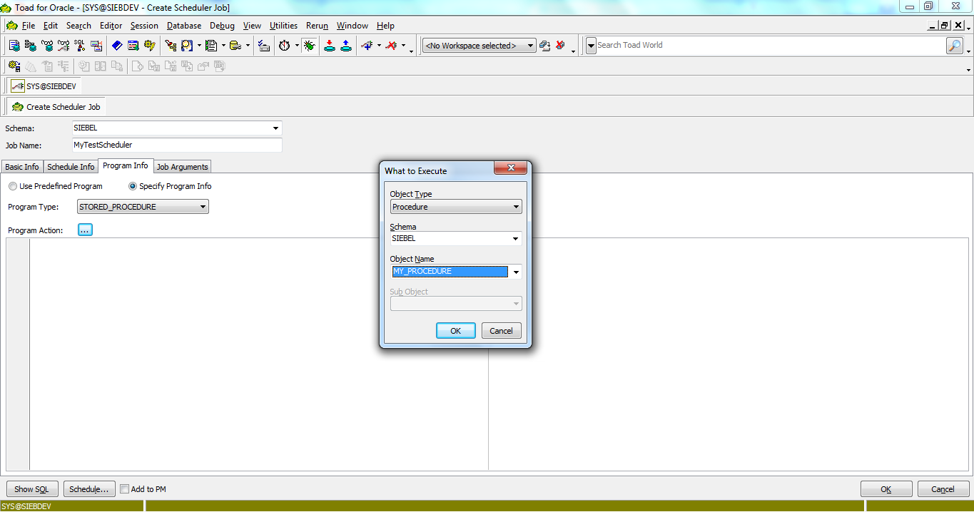 How to create a Simple Scheduler Job in Oracle Database using Toad