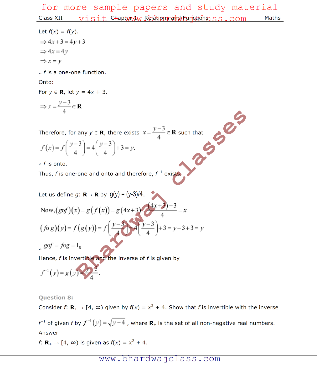 NCERT Solution class 12 maths chapter 1