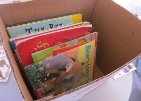 Packing books. Packing books.