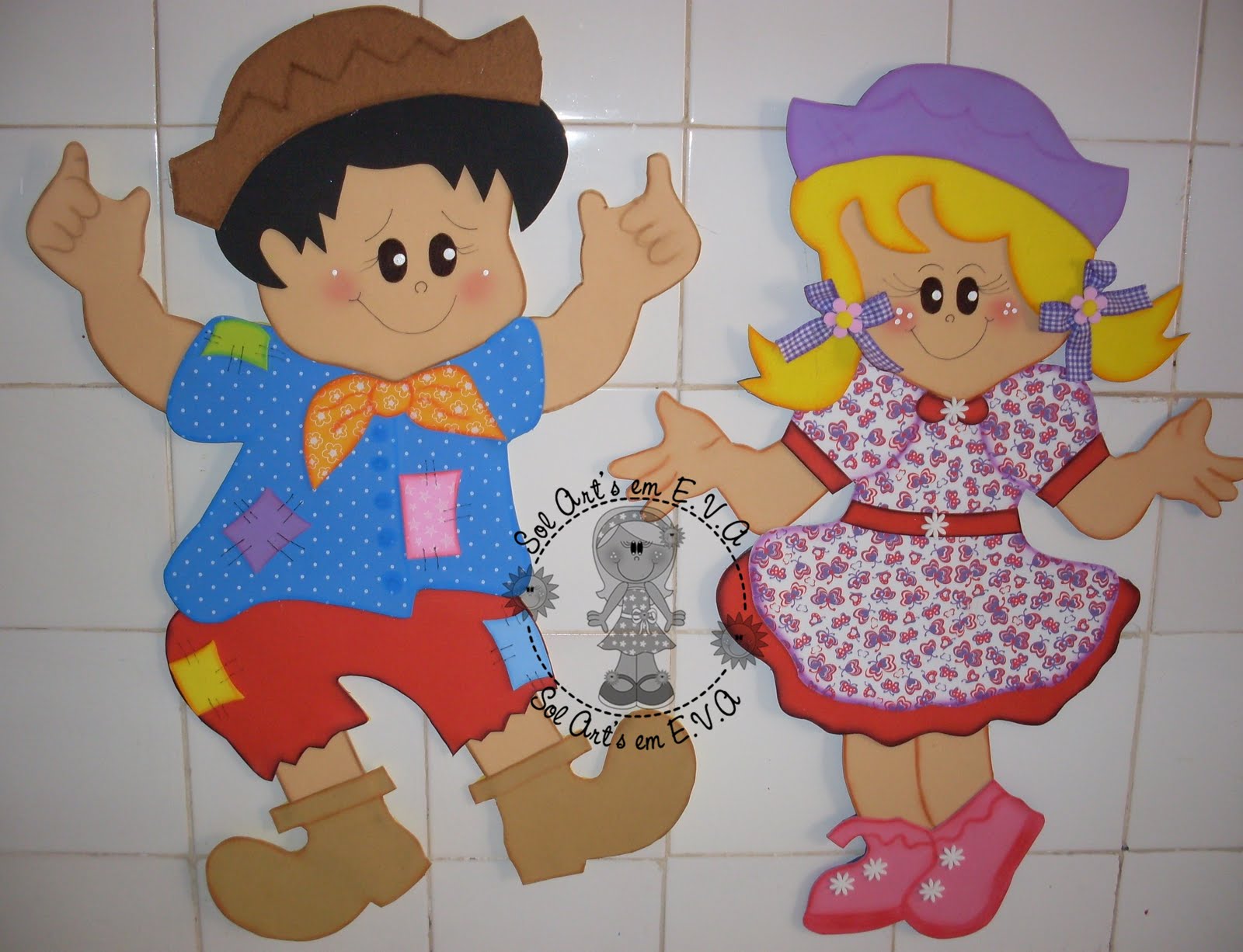 Sol... Artes em EVA: Casal Caipira...